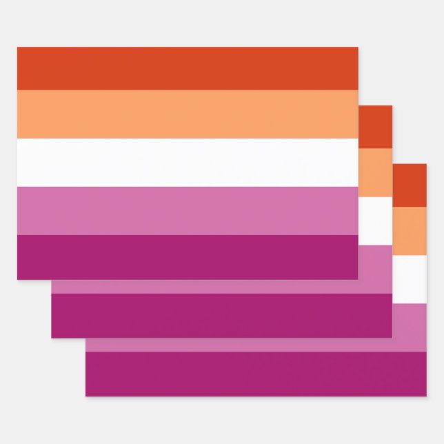 Feuille De Papier Cadeau Drapeau de fierté lesbienne (5 bandes) (Lot)