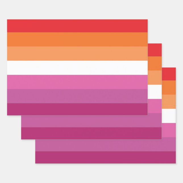 Feuille De Papier Cadeau Drapeau de la fierté lesbienne (Lot)