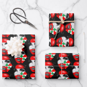 Feuille De Papier Cadeau Drapeau et carte du Liban sur le visage de la fill