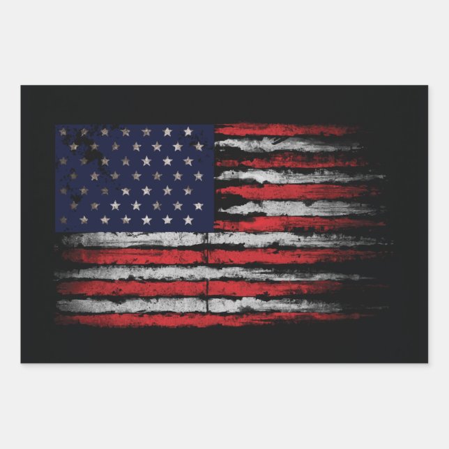 Feuille De Papier Cadeau Drapeau Grunge U.S.A (Devant 3)
