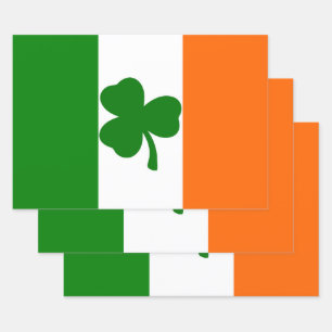 Feuille De Papier Cadeau Drapeau Shamrock irlandais
