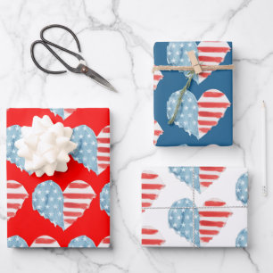 Feuille De Papier Cadeau Drapeau USA patriotique rouge blanc bleu américain