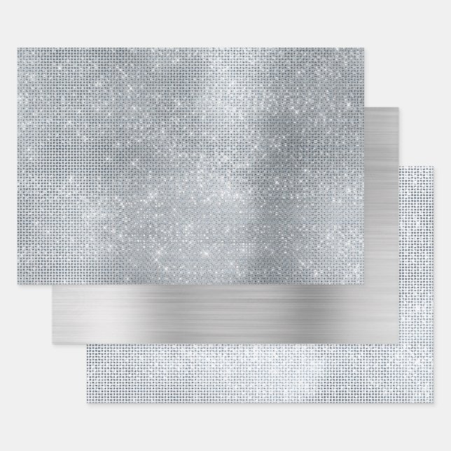 Feuille De Papier Cadeau Dreamy Glitzy Silver Sparkle (Lot)