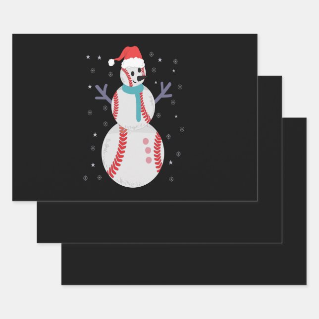 Feuille De Papier Cadeau Drôle Baseball Snowman Noël Nouvel An Cadeau (Lot)