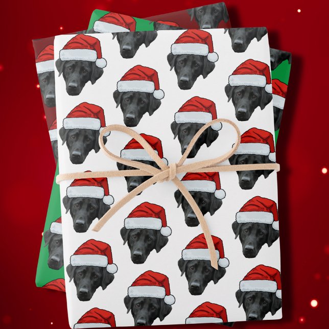 Feuille De Papier Cadeau Drôle Chien personnalisé photo visage Santa Hat No (Créateur téléchargé)