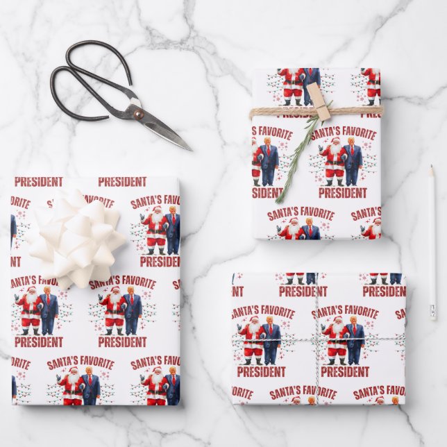 Feuille De Papier Cadeau Drôle de Noël Trump (Recto)