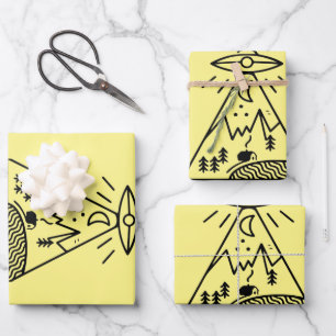 Feuille De Papier Cadeau Drôle d'Ufo, Zone 51, Abduction Aliène