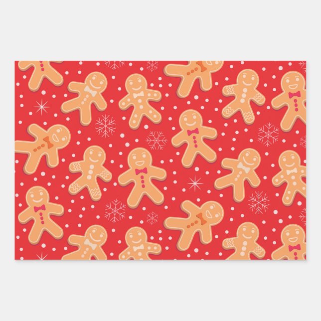 Feuille De Papier Cadeau Drôle Gingerbread homme cookies motif (Devant)