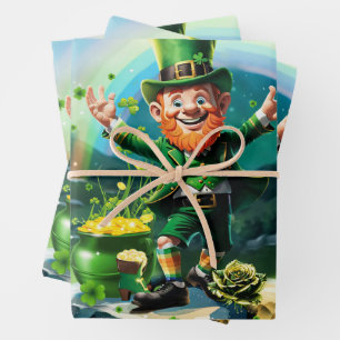 Feuille De Papier Cadeau Drôle heureux leprechaun