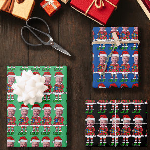 Feuille De Papier Cadeau Drôle Joe Biden Personnalisé Visage Photo Elf Noël