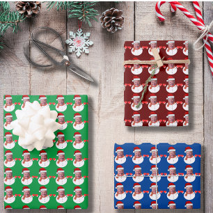 Feuille De Papier Cadeau Drôle Joe Biden Snowman Custom Face Photo Xmas