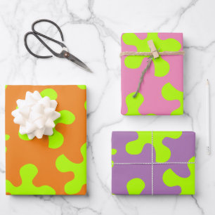 Feuille De Papier Cadeau Drôle orange lavande rose pourpre vert citron enf