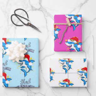 Feuille De Papier Cadeau drôle Shark le héros angel chanter la carte de Noë