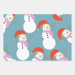 Feuille De Papier Cadeau Drôle Snowman de Noël