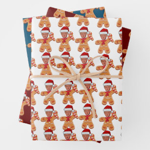 Feuille De Papier Cadeau Drôle Trump Gingerbread Photo personnalisée Visage