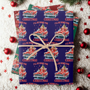 Feuille De Papier Cadeau Drôle Trump Je serai à la maison pour Noël