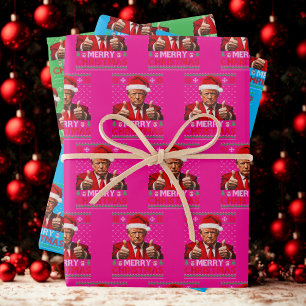 Feuille De Papier Cadeau Drôle Trump Santa Hat Joyeux Noël Mauvais Cadeau