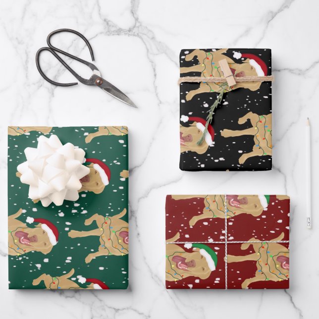 Feuille De Papier Cadeau Dudley Labrador Christmas (Recto)
