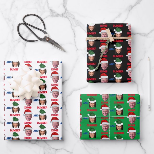 Feuille De Papier Cadeau Dumb Et Dumber Haris Et Biden Votent Pour Trump (Recto)