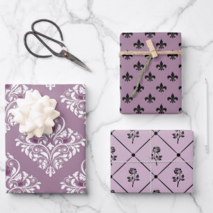 Feuille De Papier Cadeau Dusky Purple et Black Paris