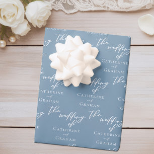 Feuille De Papier Cadeau Dusty Blue Coastal Mariage personnalisé