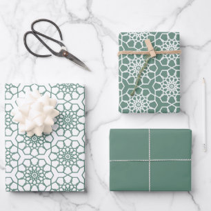 Feuille De Papier Cadeau Dusty Green Seamless Arabesque Motif