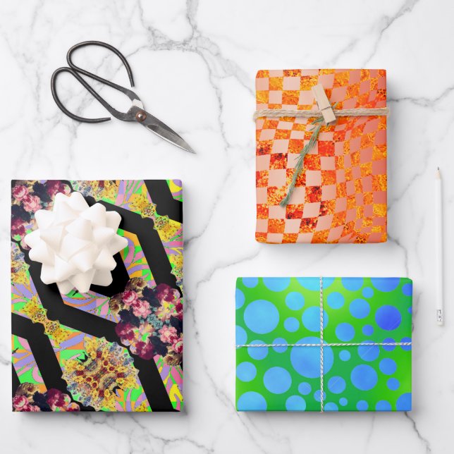 Feuille De Papier Cadeau Échantillon Argos Taffi Op Art (Recto)