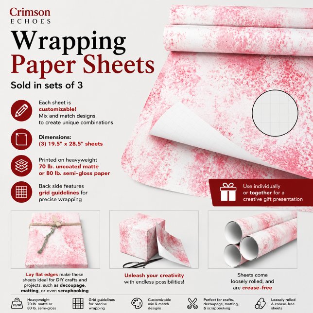 Feuille De Papier Cadeau Échos Cramoisis (Créateur téléchargé)