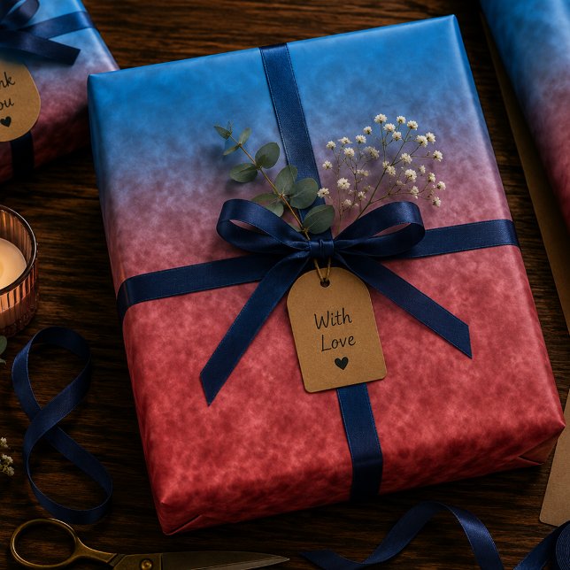 Feuille De Papier Cadeau Échos dans le Bleu Feu (Créateur téléchargé)