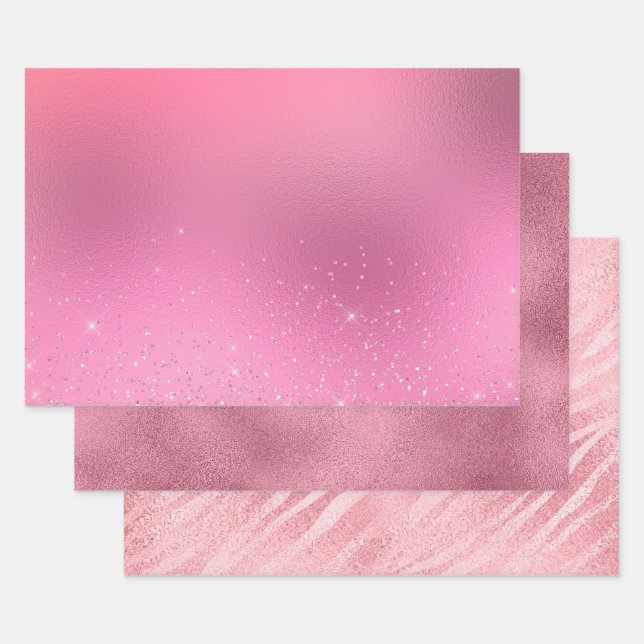 Feuille De Papier Cadeau Éclat rose (Lot)