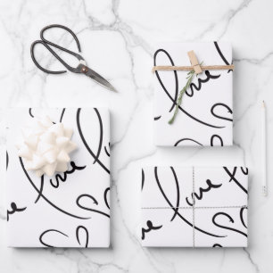 Feuille De Papier Cadeau Écriture manuscrite dessinée à la main pour la Sai