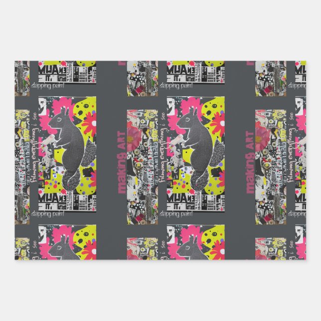 Feuille De Papier Cadeau Écureuil d'art (Devant)