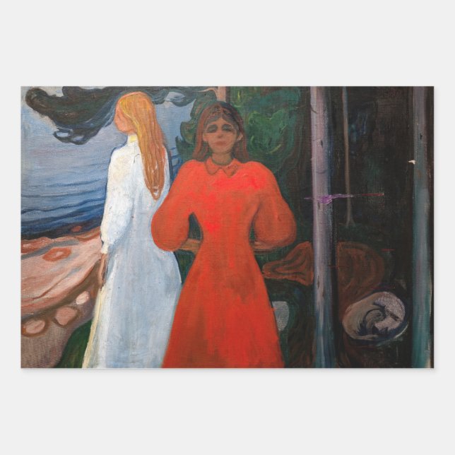 Feuille De Papier Cadeau Edvard Munch - Rouge et Blanc (Devant)