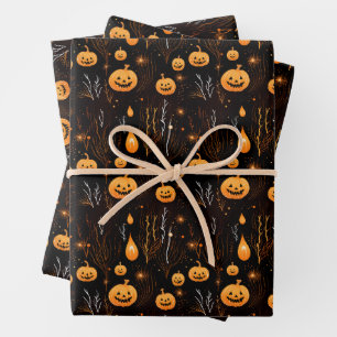 Feuille De Papier Cadeau Éffrayant Citrouille Halloween