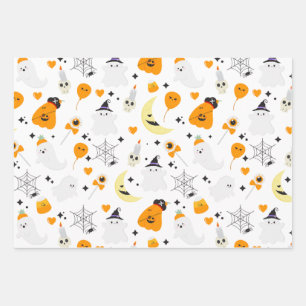 Feuille De Papier Cadeau Éffrayant halloween rose fantôme motif