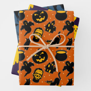 Feuille De Papier Cadeau Éffrayant Haunween Motif