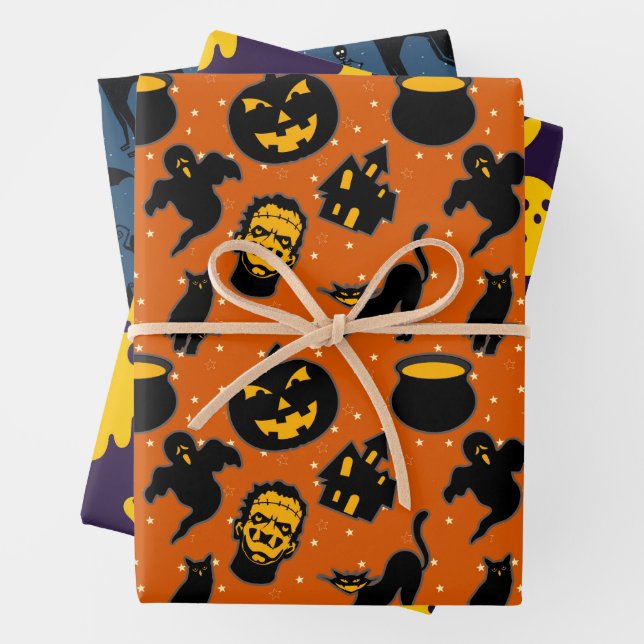 Feuille De Papier Cadeau Éffrayant Haunween Motif (En situation)