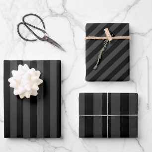 Feuille De Papier Cadeau Elagnat Black & Smoky Black Vertical Stripes