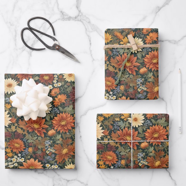 Feuille De Papier Cadeau Élégance d'automne (Recto)