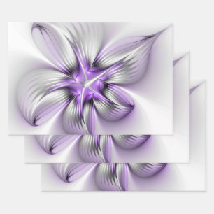 Feuille De Papier Cadeau Élégance florale Art fractal violet abstrait moder