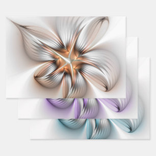 Feuille De Papier Cadeau Élégance florale Moderne Abstraite 3D Fleur fracta