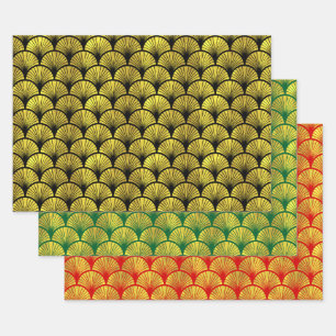 Feuille De Papier Cadeau Élégant 3 Couleurs Or Arches Art Déco #1 Fond DIY