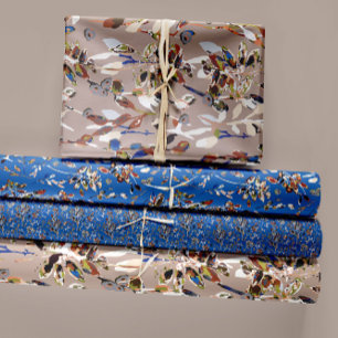 Feuille De Papier Cadeau Elégant aquarelle florale Découpage cadeau
