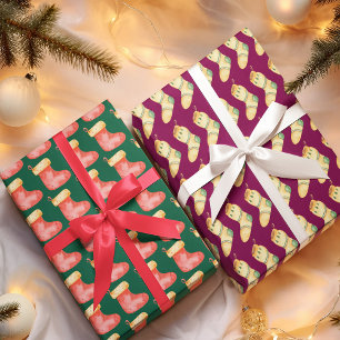 Feuille De Papier Cadeau Élégant Aquarelle Noël Stocker