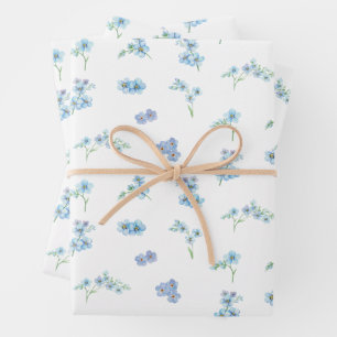 Feuille De Papier Cadeau Elégant Aquarelle Oubliez-Moi Pas Fleurs