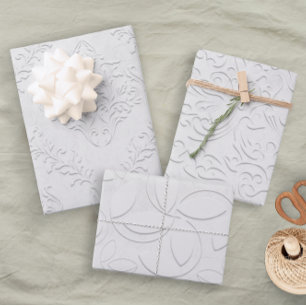Feuille De Papier Cadeau Élégant Blanc doux Fancy Floral Mariage