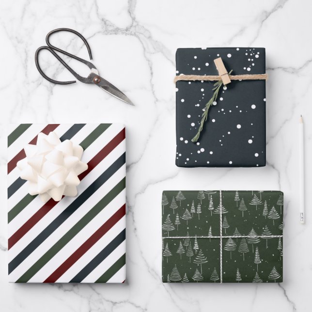 Feuille De Papier Cadeau Elégant bleu rouge vert Noël vacances (Recto)