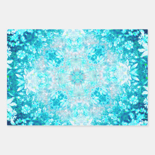 Feuille De Papier Cadeau Elégant bleu turquoise Sky Crystal Mandala