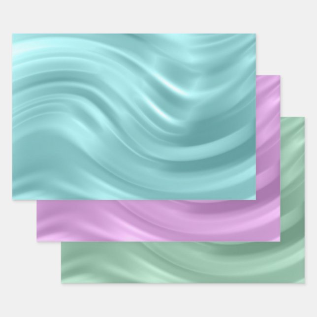 Feuille De Papier Cadeau Élégant bleu violet Turquoise wirl Motif chic (Lot)