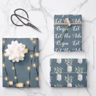 Feuille De Papier Cadeau Élégant Blue Surprise Retraite Party Classic Ro